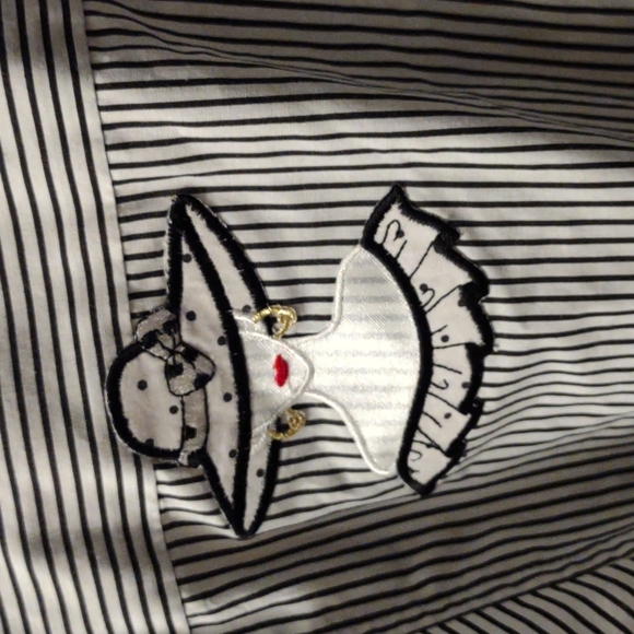 American Vintage embroidered black and white striped button down shirt size S - Picture 8 of 8